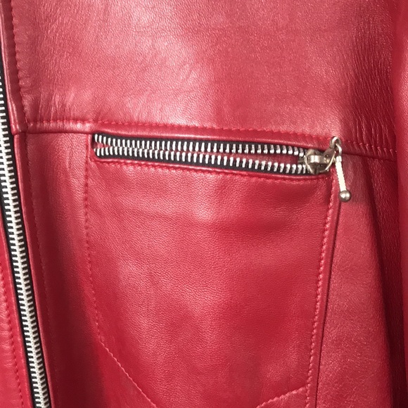 Fox Leather Bike Cranberry Jacket - like new - Picture 6 of 12